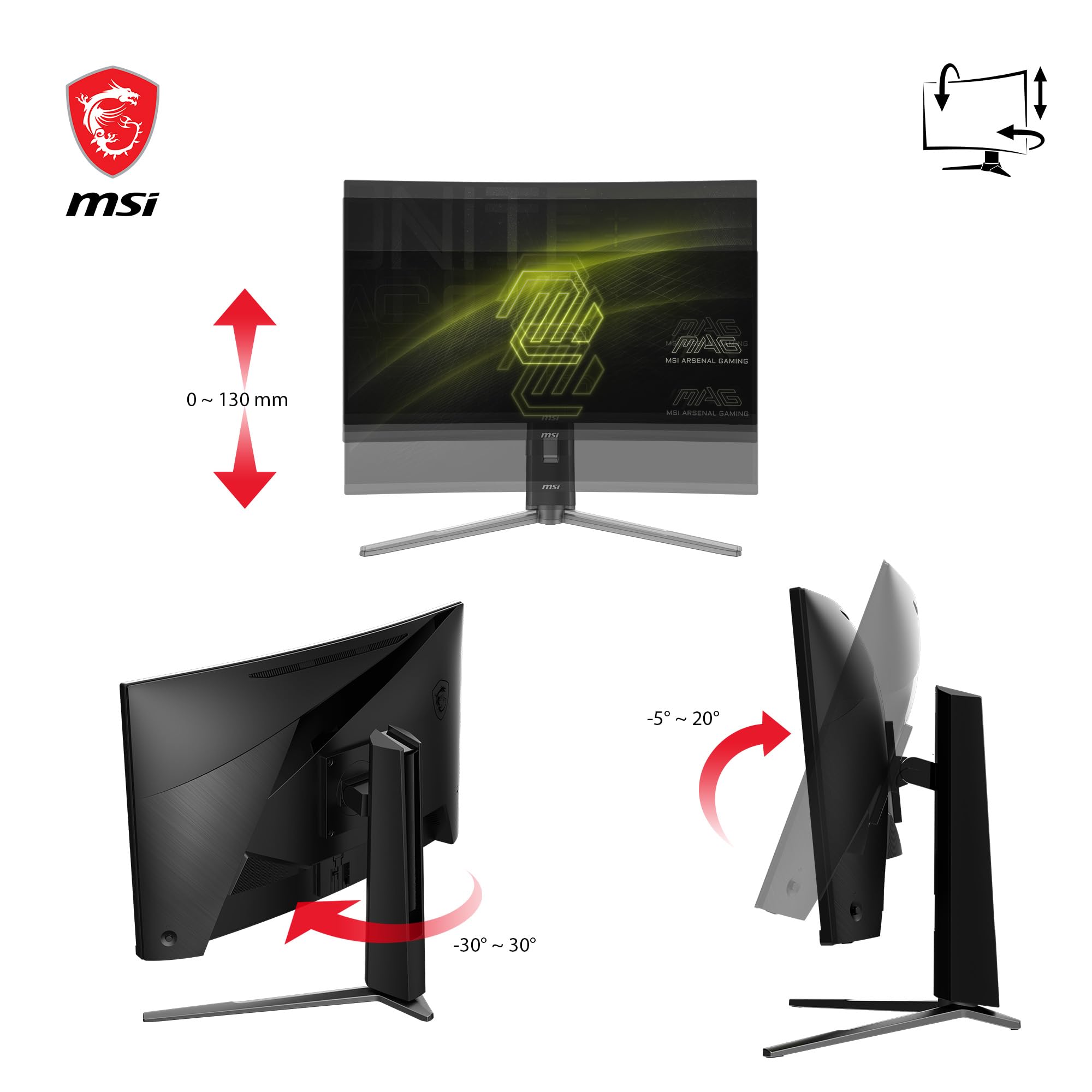 MSI MAG 27CQ6PF 27 Inch WQHD Curved Gaming Monitor - 1500R 2560 x
